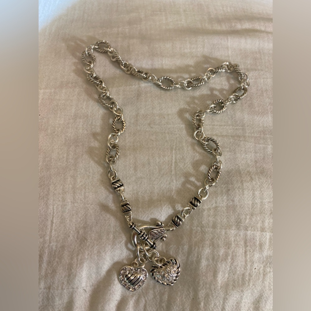 Premier Designs Ornate Necklace‎ with Dangling Heart Charms Front Toggle - Picture 2 of 8